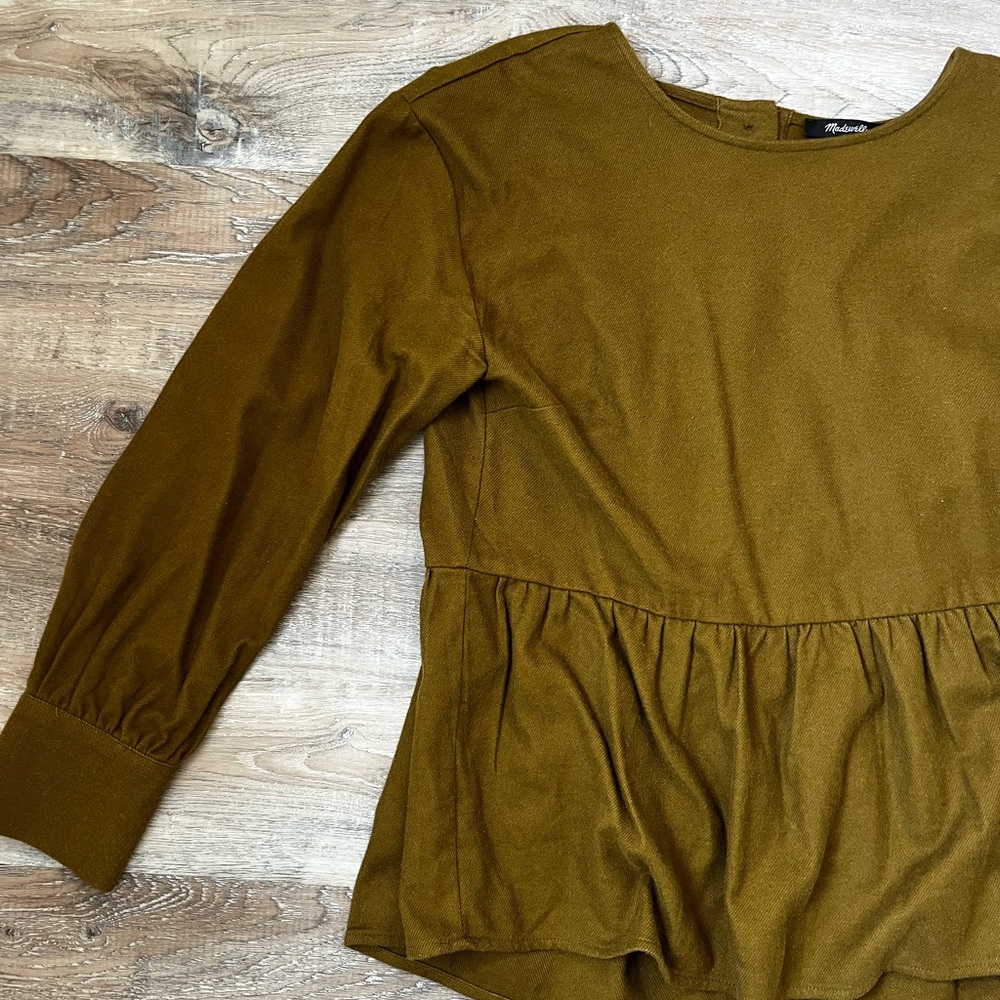 Madewell Flannel button-back Peplum top - Size Medium